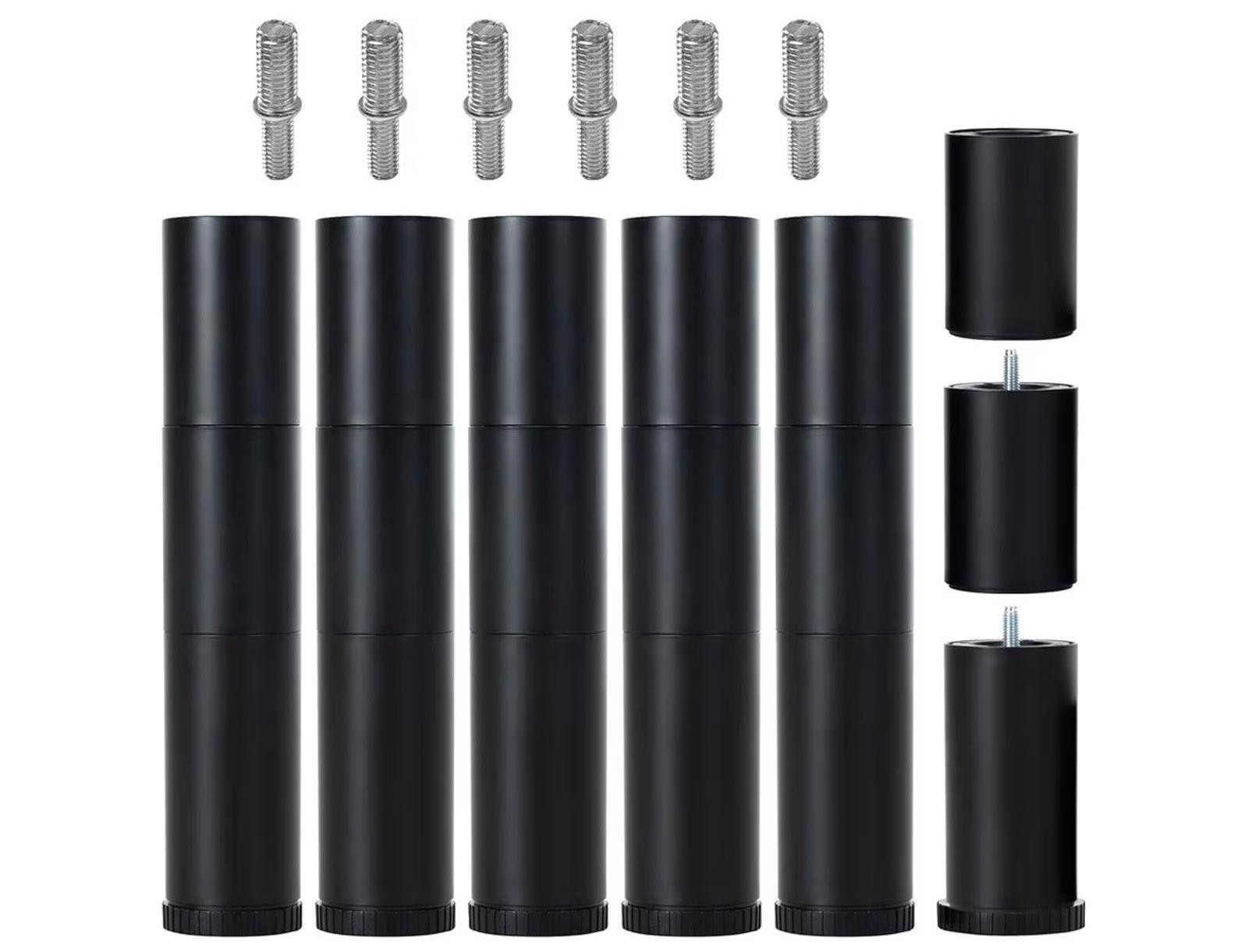 12 Inch Adjustable Bed Legs Replacement Set with 3-in-1 Screw set of 6