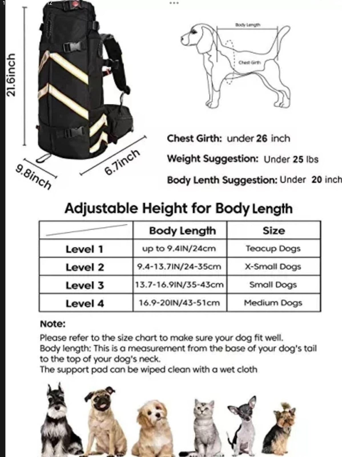 UNICITII Dog Carrier Adjustable Backpack for XS Small Medium Dogs Brand New