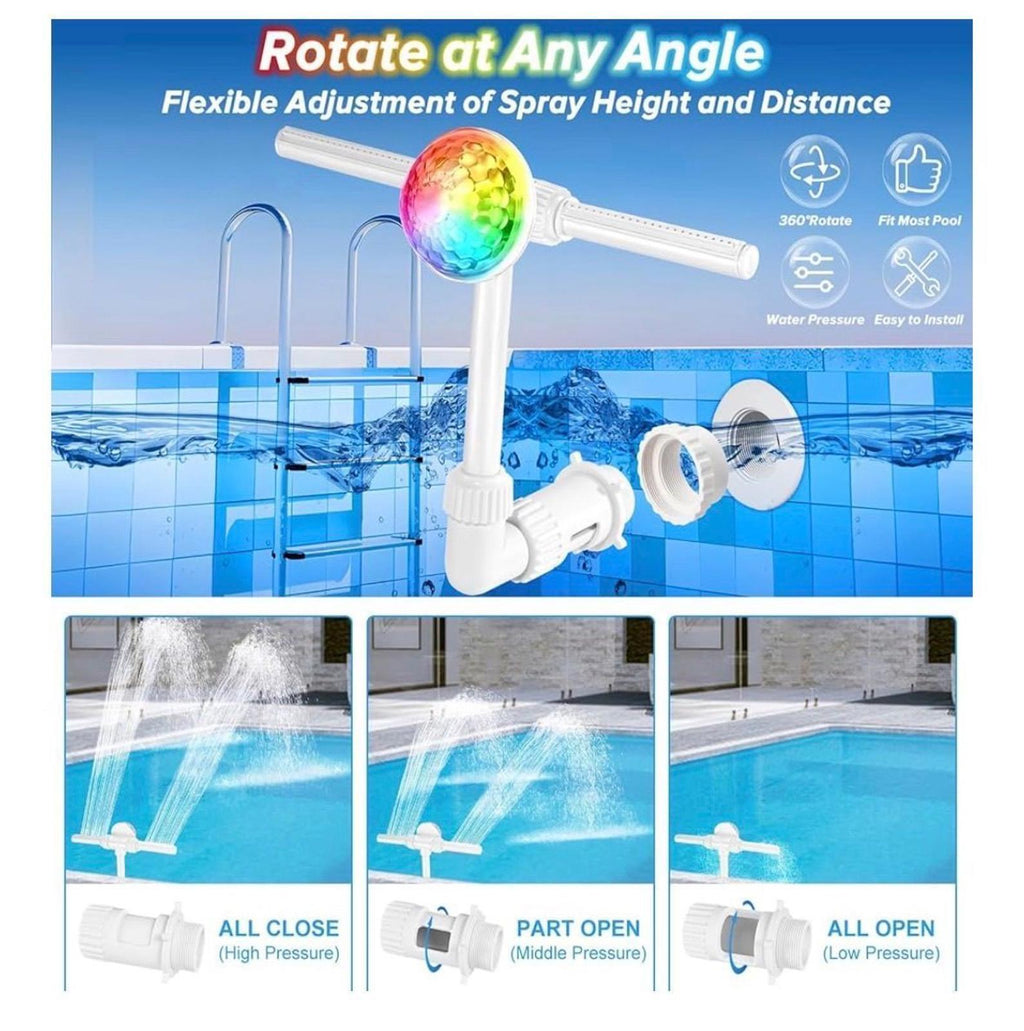 Waipfaru Pool Fountain with LED Lights, Above/Inground Pool Accessories