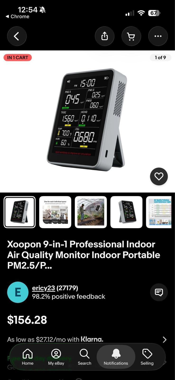 Xoopon 9-in-1 Professional Indoor Air Quality Monitor Indoor Portable PM2.5/P...