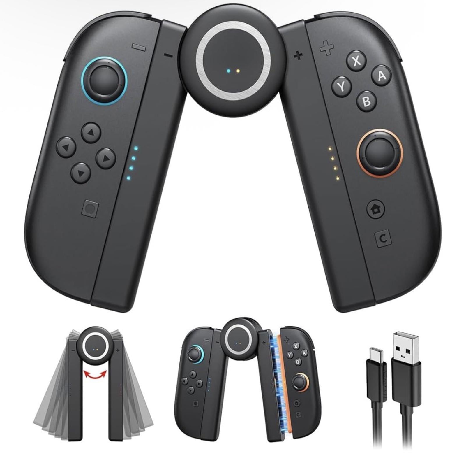 Charging Grip for Nintendo Switch with 5-Position Joy-Pad Bracket & LED