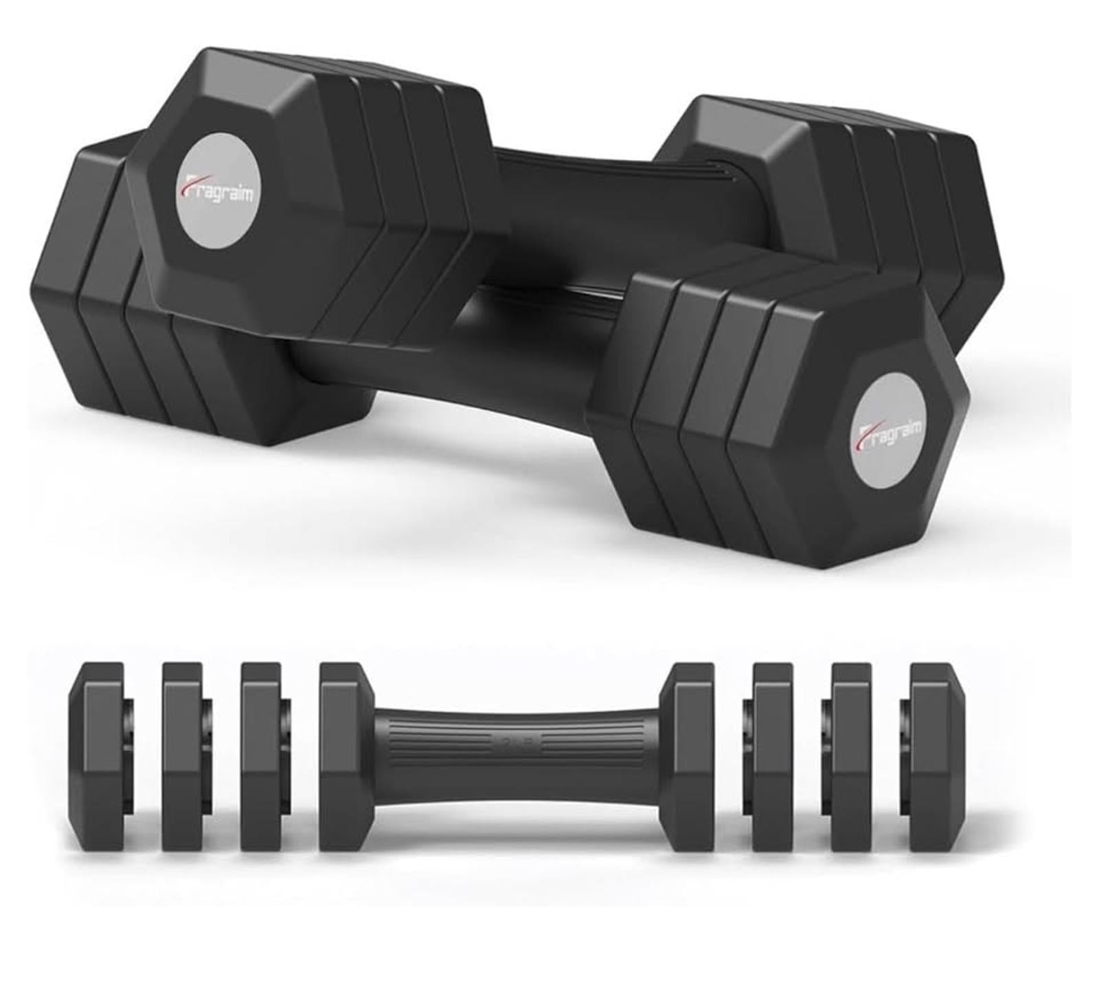 Fragraim Adjustable Dumbbell Set Pair, 4-in-1 Hand Weights ()