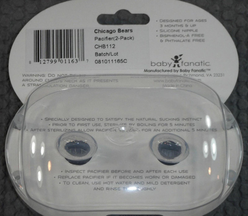 NFL Chicago Bears Pacifier set of 2 Solid Color w/Case by baby fanatic