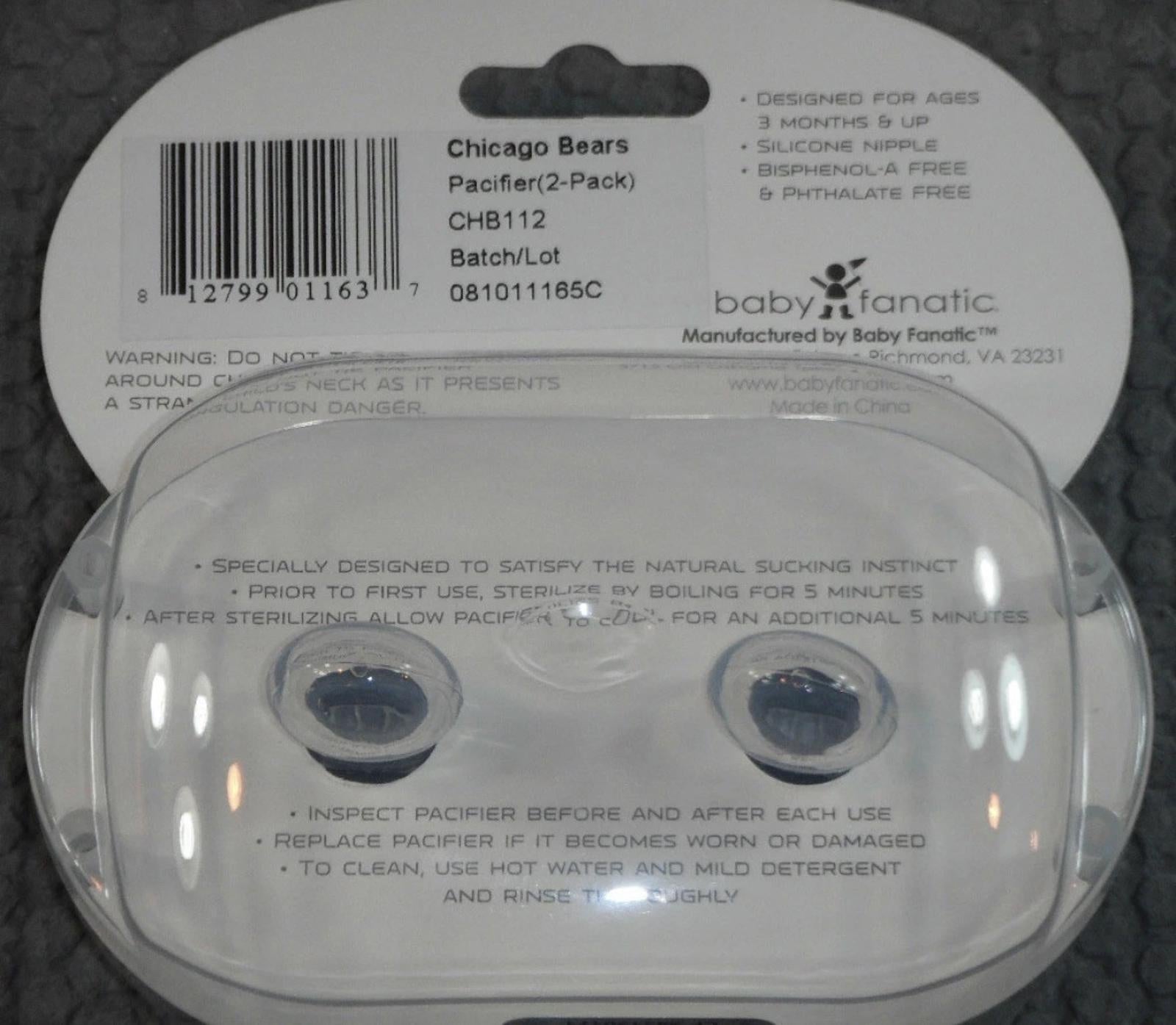 NFL Chicago Bears Pacifier set of 2 Solid Color w/Case by baby fanatic