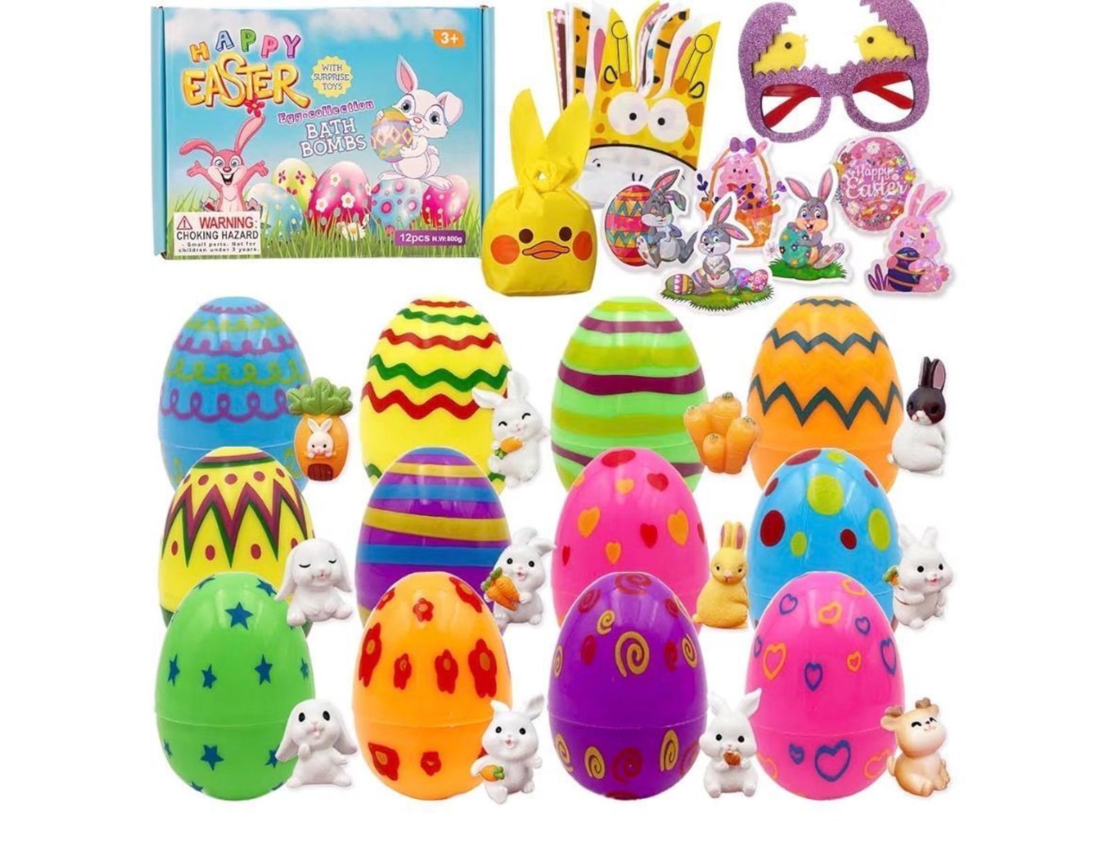 12 Pack Easter Egg Bath Bombs for Kids with Surprise Inside, Kids