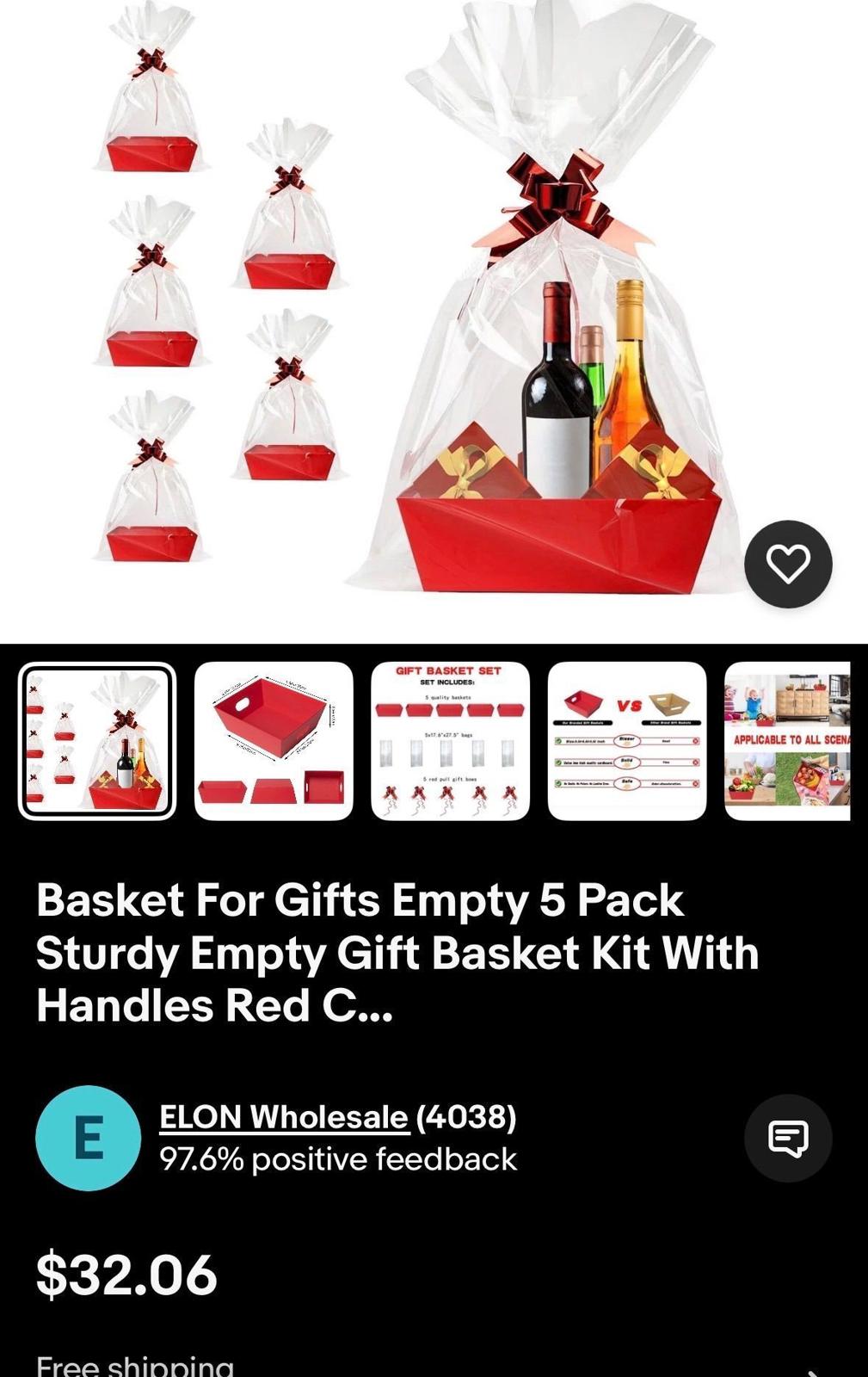 Basket For Gifts Empty 5 Pack Sturdy Empty Gift Basket Kit With Handles Red C...