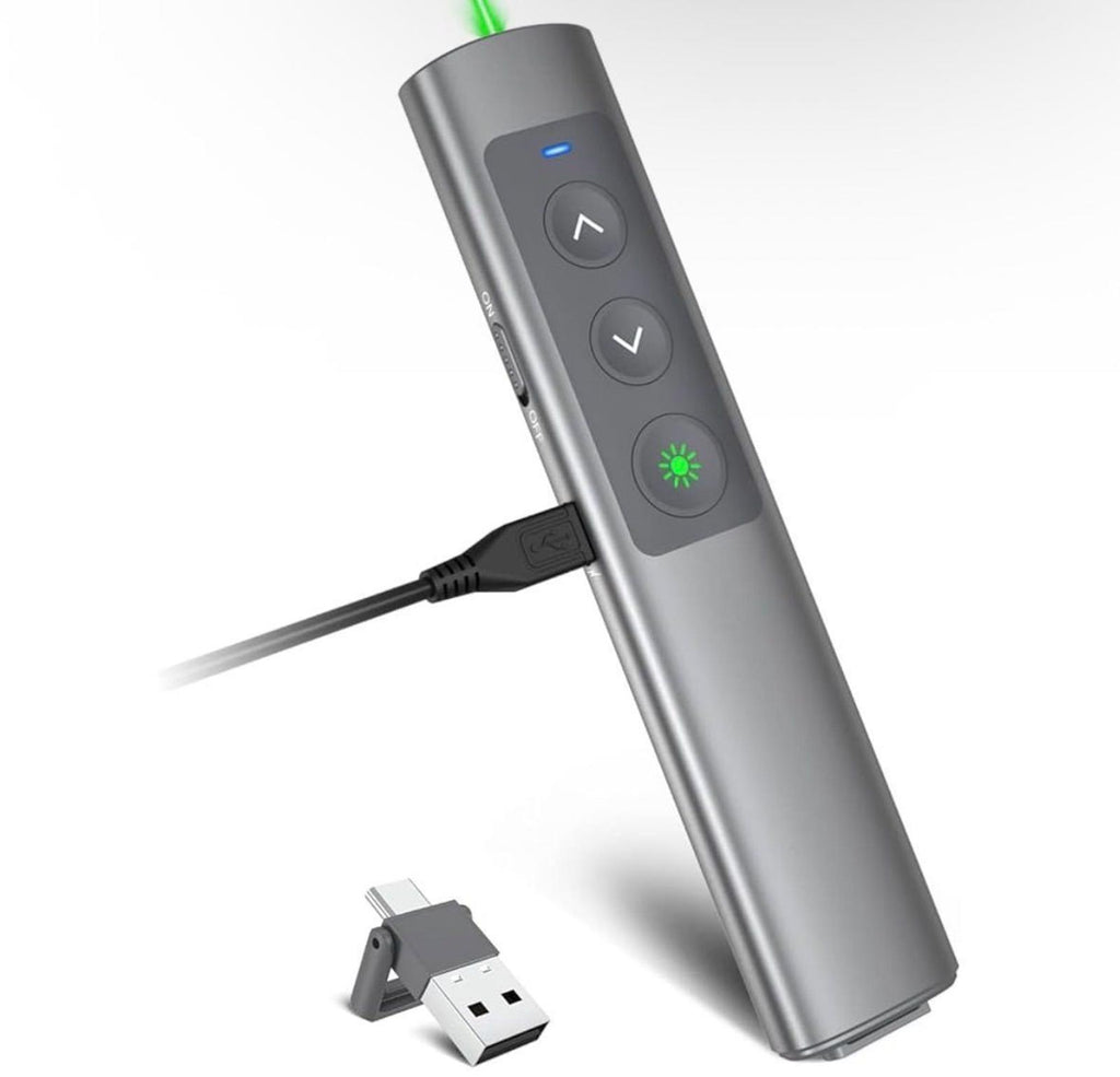 Metallic Presentation Clicker Presenter Remote - Rechargeable Wireless Pres