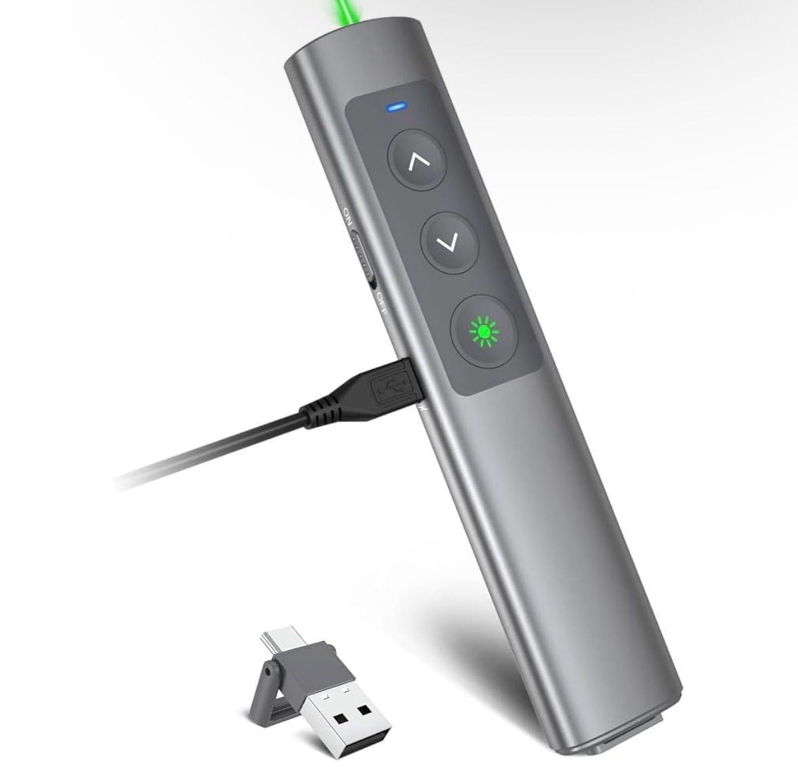 Metallic Presentation Clicker Presenter Remote - Rechargeable Wireless Pres