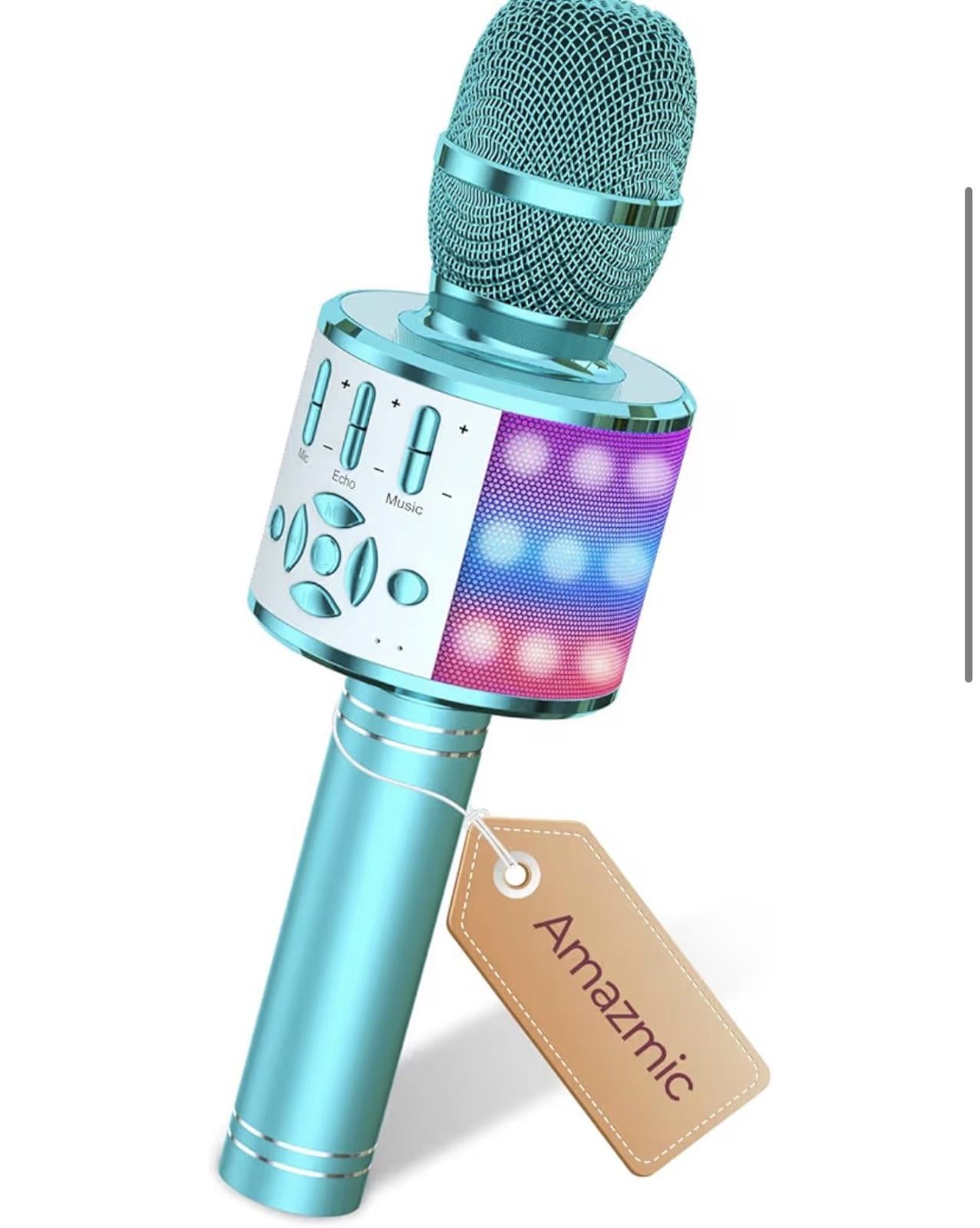 Kids Karaoke Microphone Machine Toys for Girls Bluetooth Microphone with LED Lig