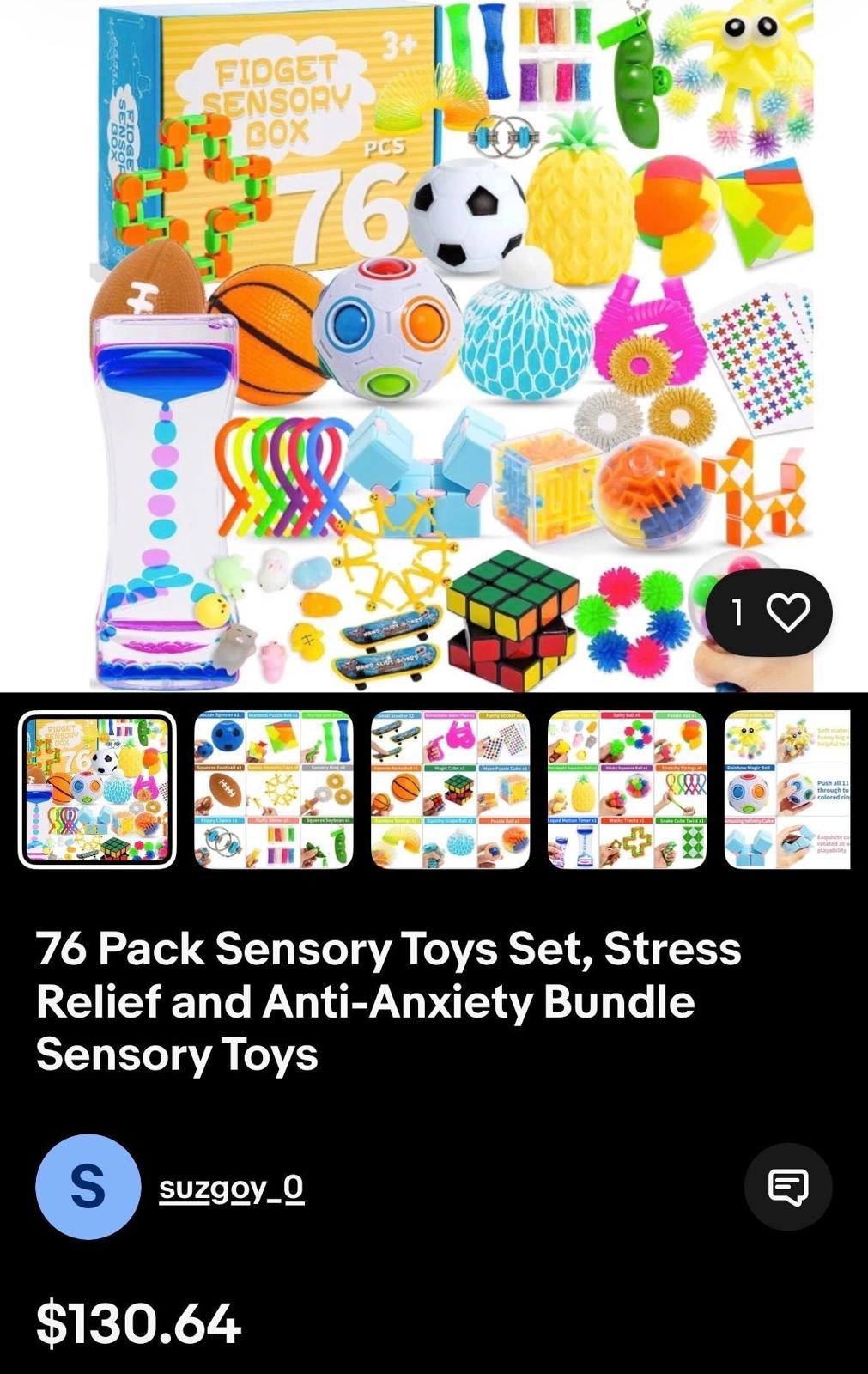 $100 MSRP 76 Pack Sensory Toys Set, Stress Relief and Anti-Anxiety Bundle Sensor