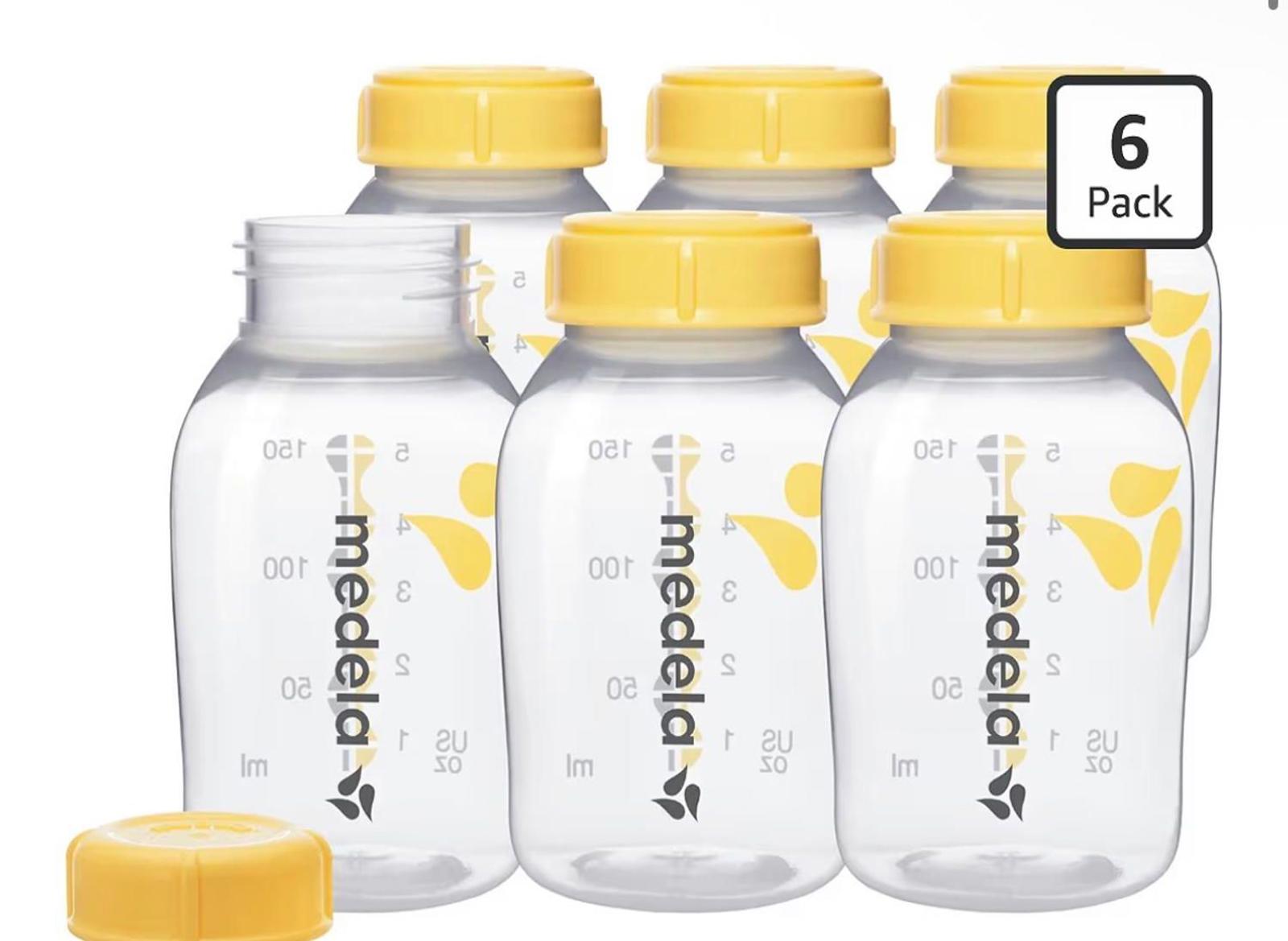 Medela Breast Milk Collection and Storage Bottles with Solid Lids - 6 Pack, 5oz