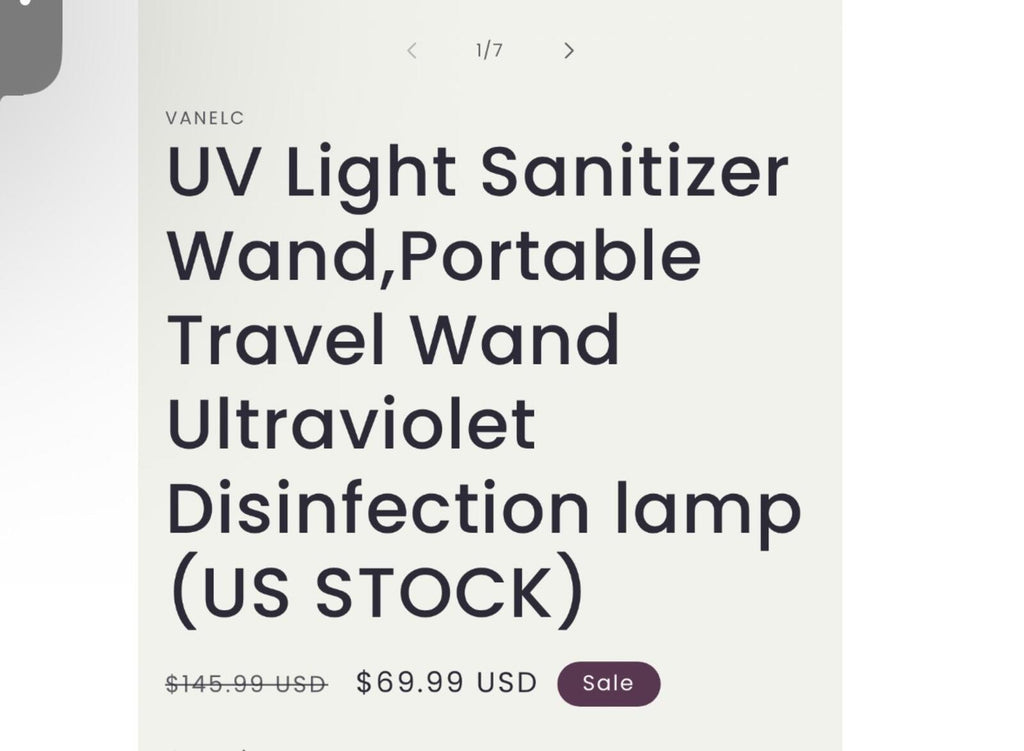 UV Light Sanitizer Wand, Portable Travel Wand Ultraviolet Disinfection Lamp