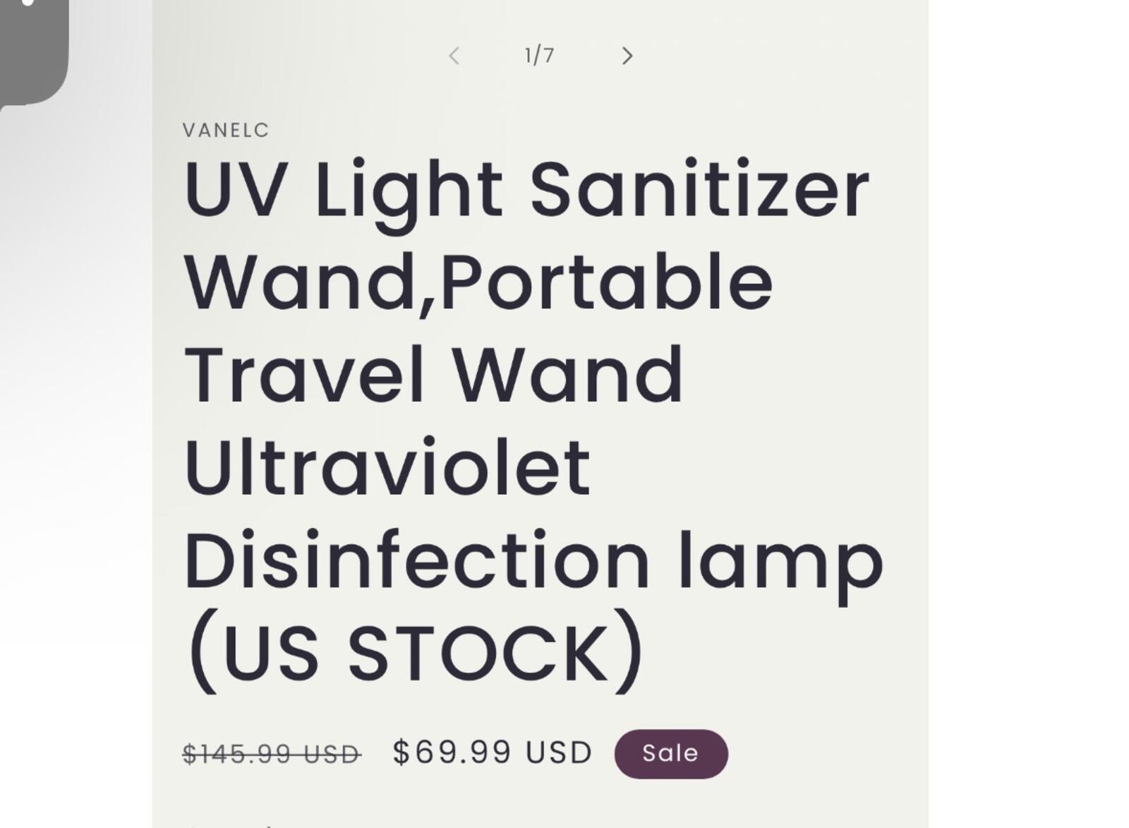 UV Light Sanitizer Wand, Portable Travel Wand Ultraviolet Disinfection Lamp