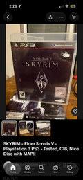 SKYRIM - Elder Scrolls V - Playstation 3 PS3 - Tested, CIB, Nice Disc with MAP