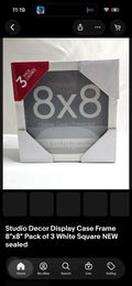 Studio Decor Display Case Frame 8"x8" Pack of 3 White Square NEW sealed