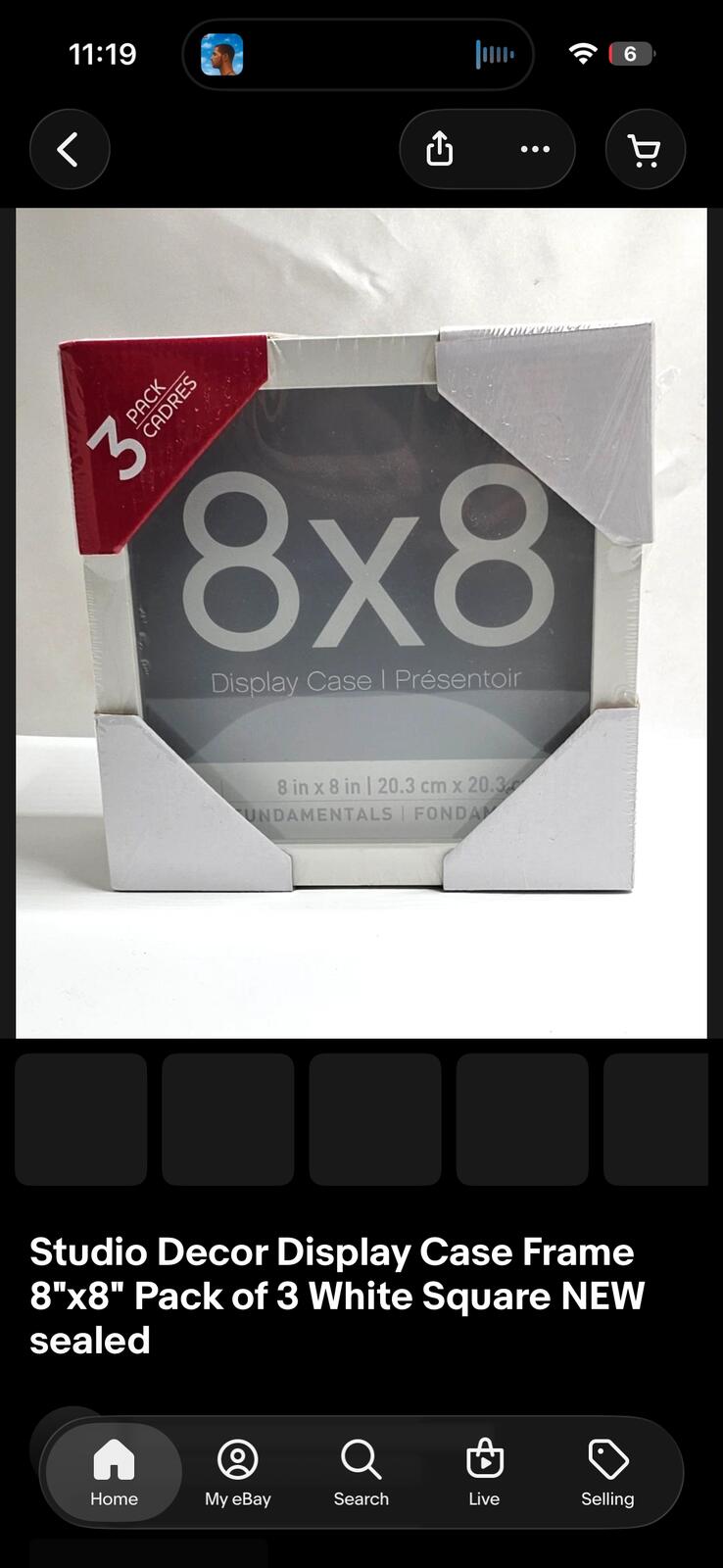 Studio Decor Display Case Frame 8"x8" Pack of 3 White Square NEW sealed