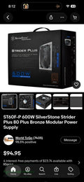 SilverStone Strider Plus 600W 80 Plus Bronze Modular Power Supply