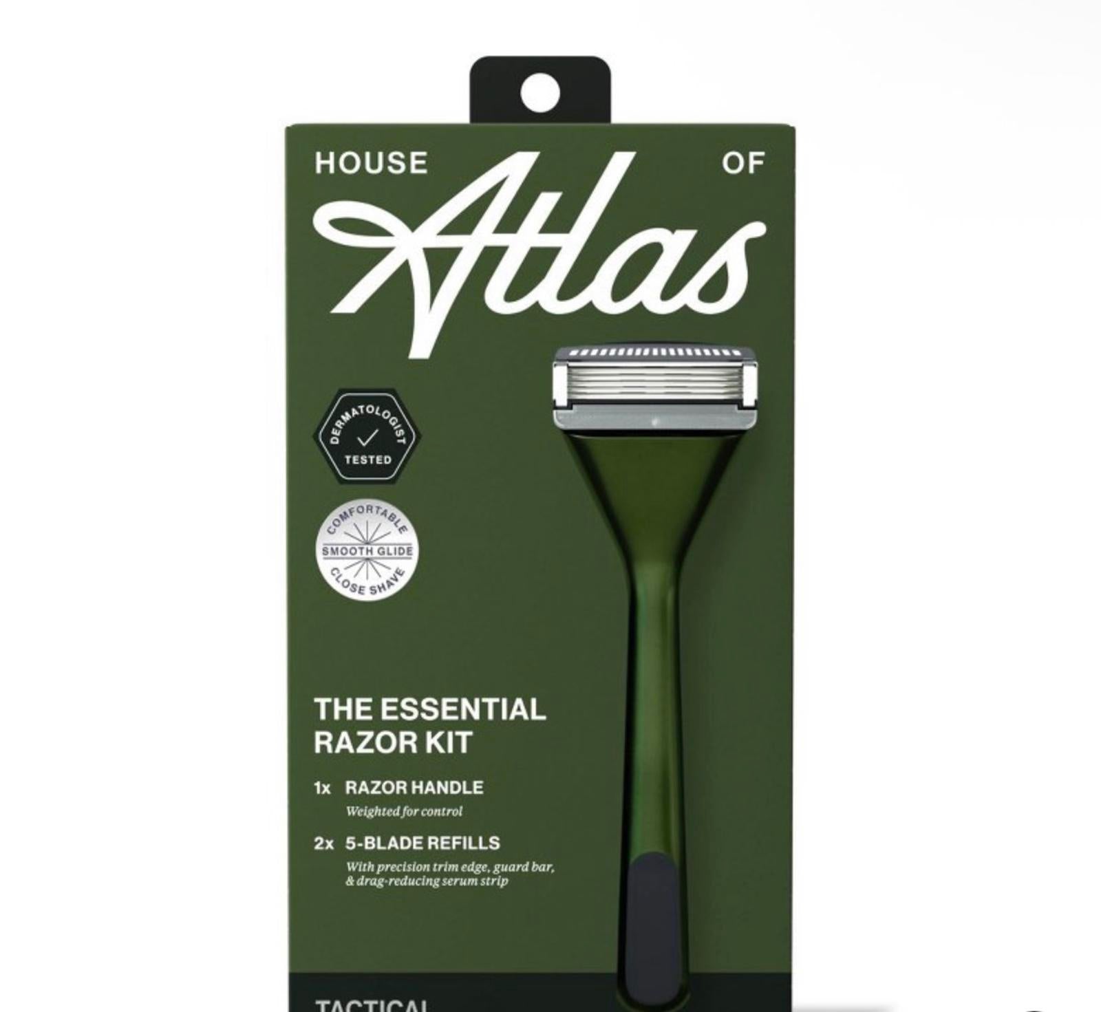House of Atlas The Essential Razor Kit with Razor Handle and 5-Blade Refills