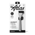 House of Atlas The Premium Razor Kit Stainless Steel Handle with 5-Blade Refills