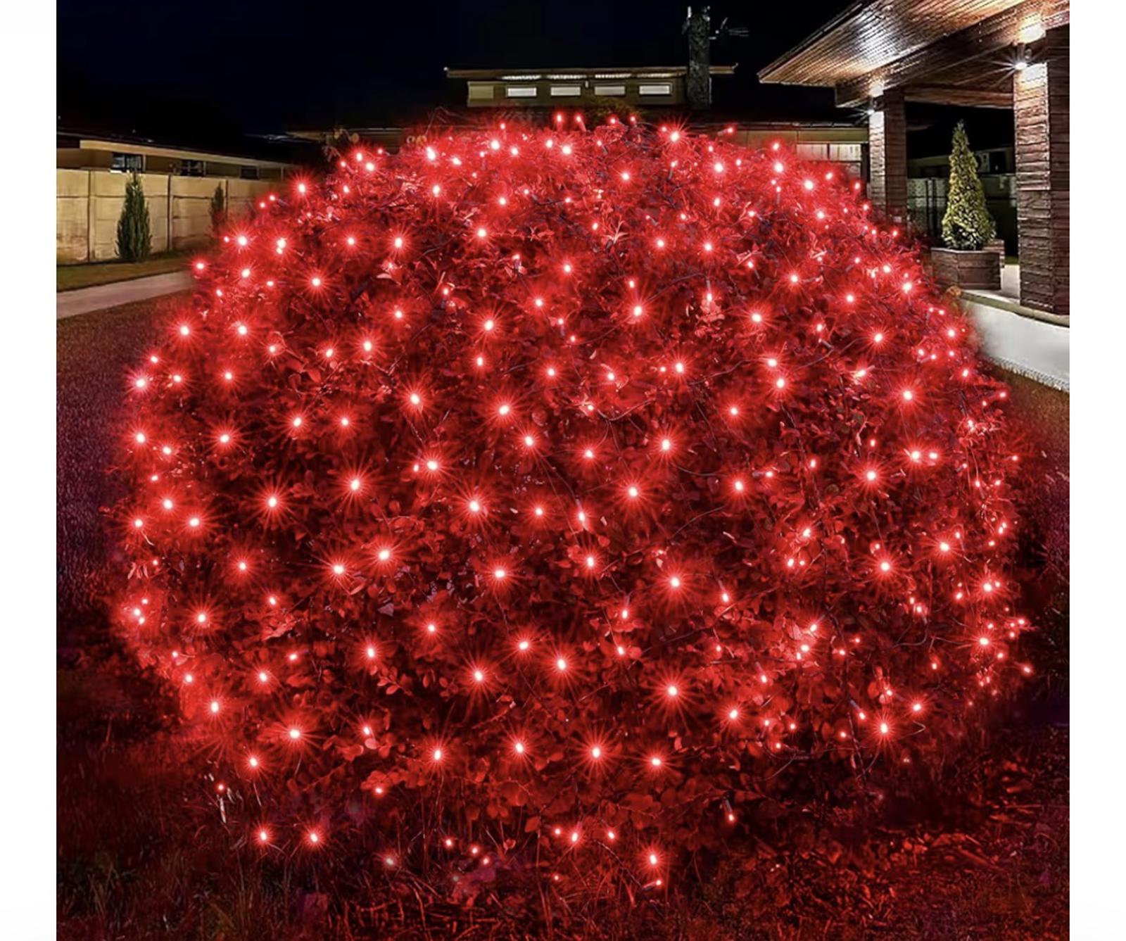 Outdoor Red LED String Lights for Bushes and Shrubs