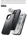 JETech 5 in 1 Matte Case for iPhone 15 Plus 6.7-Inch with 2-Pack Tempere