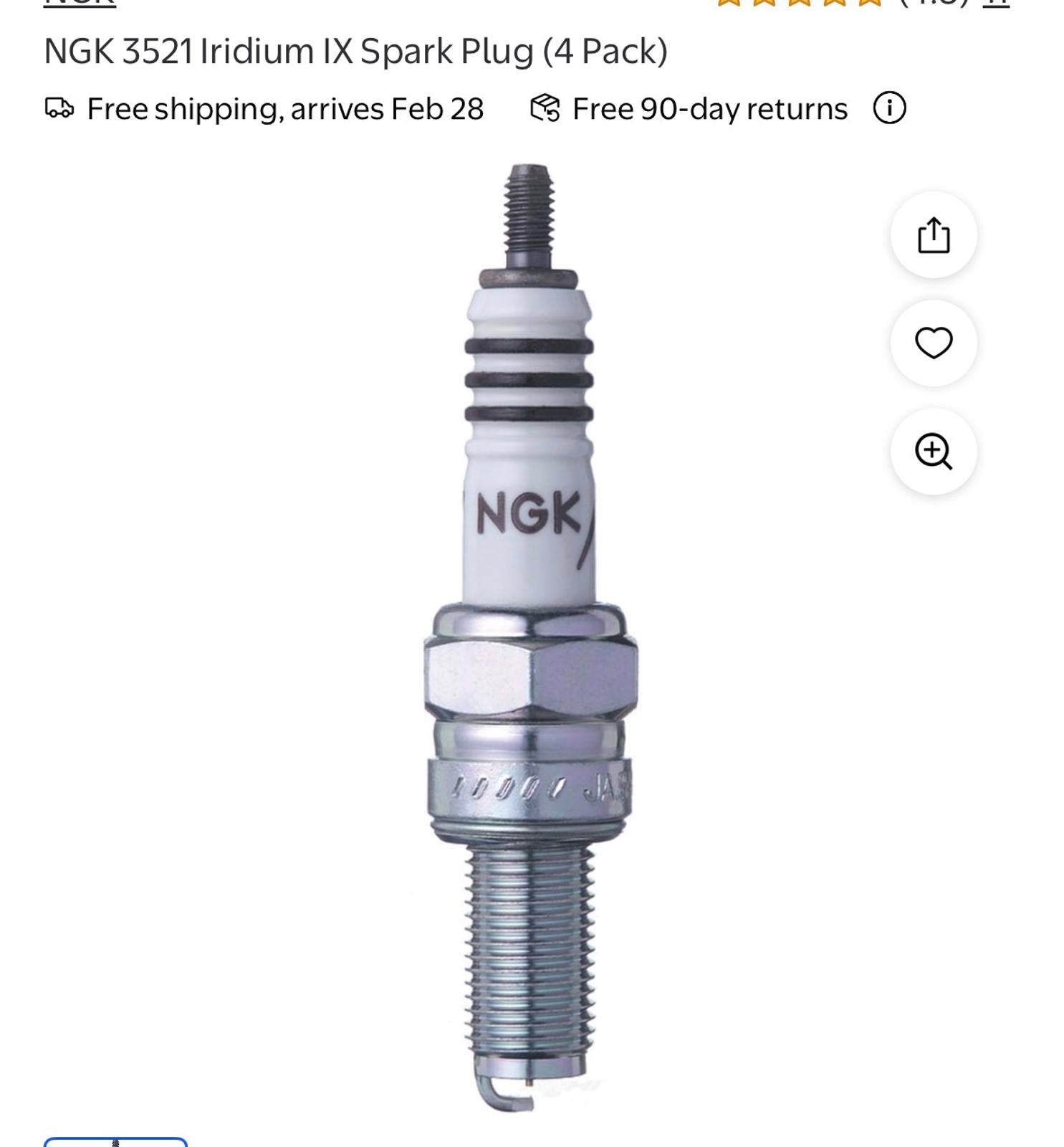 NGK 3521 Iridium IX Spark Plug (4 Pack)