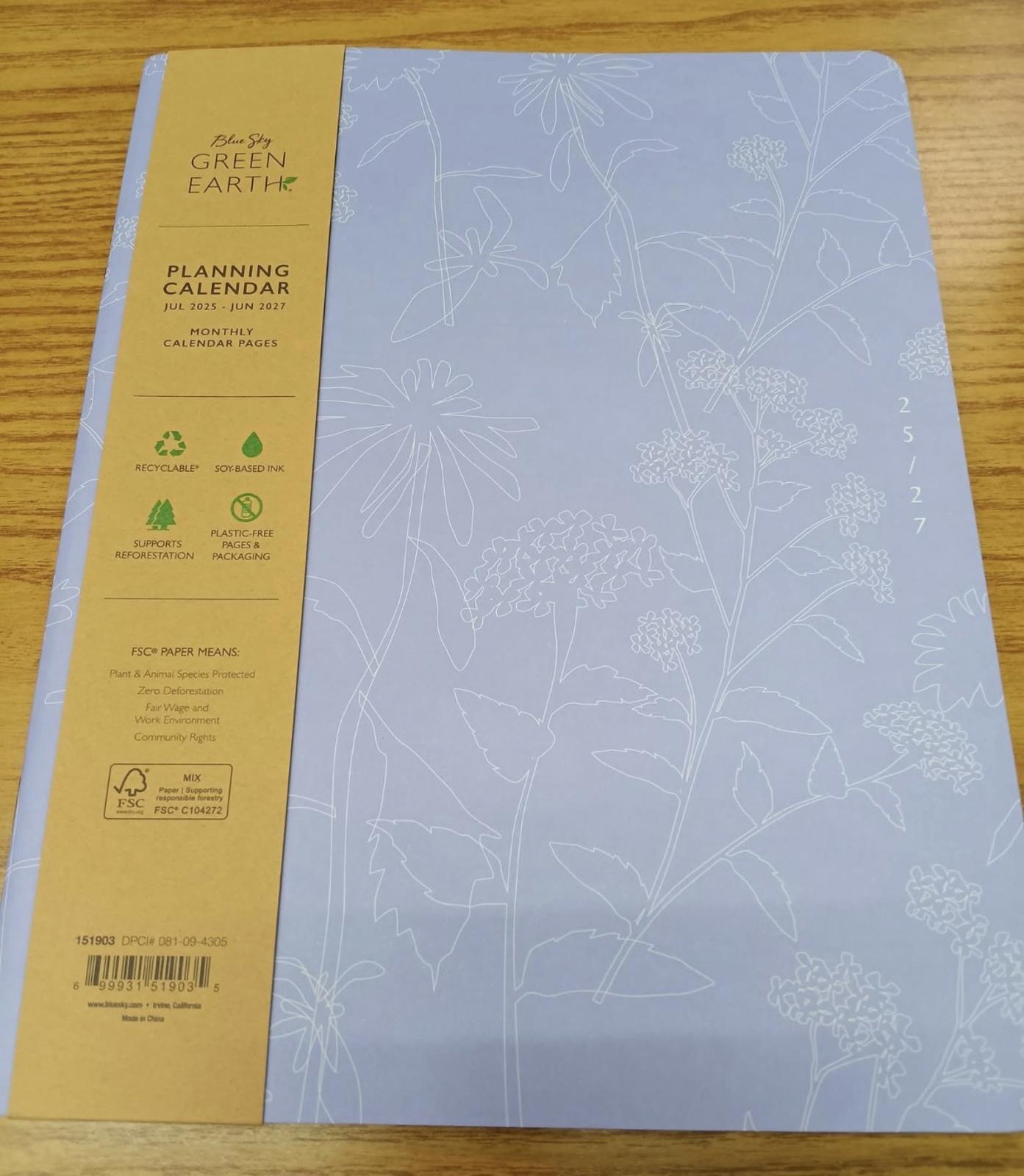 3 pack Blue Sky Green Earth Planning Calendar jul 2025 to june 2027