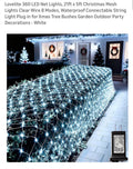 Lovelite 360 LED Net Lights, 21ft x 5ft Christmas Mesh Lights Clear Wire, W