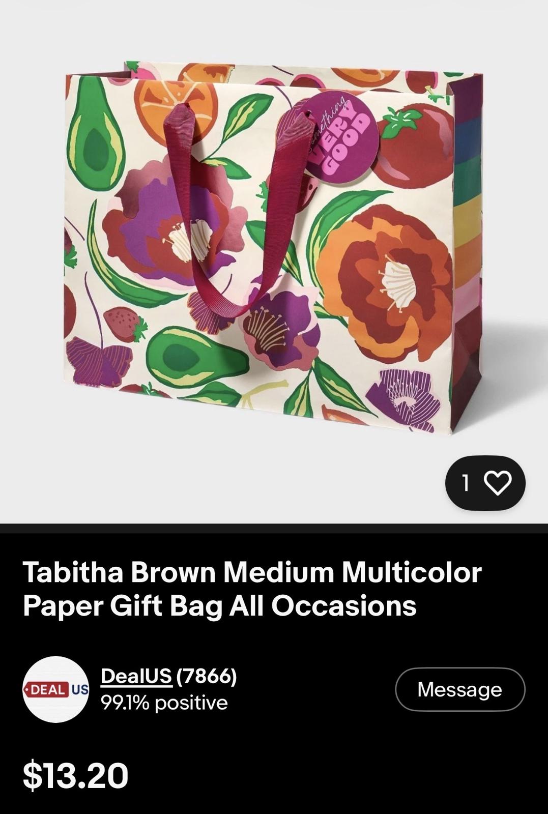 Tabitha Brown Medium Multicolor Paper Gift Bag All Occasions