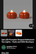 2pk LED Pumpkin Shaped Halloween Tea Lights
