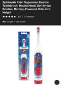 Spinbrush Kids' Superman Electric Toothbrush with Soft Nylon Bristles