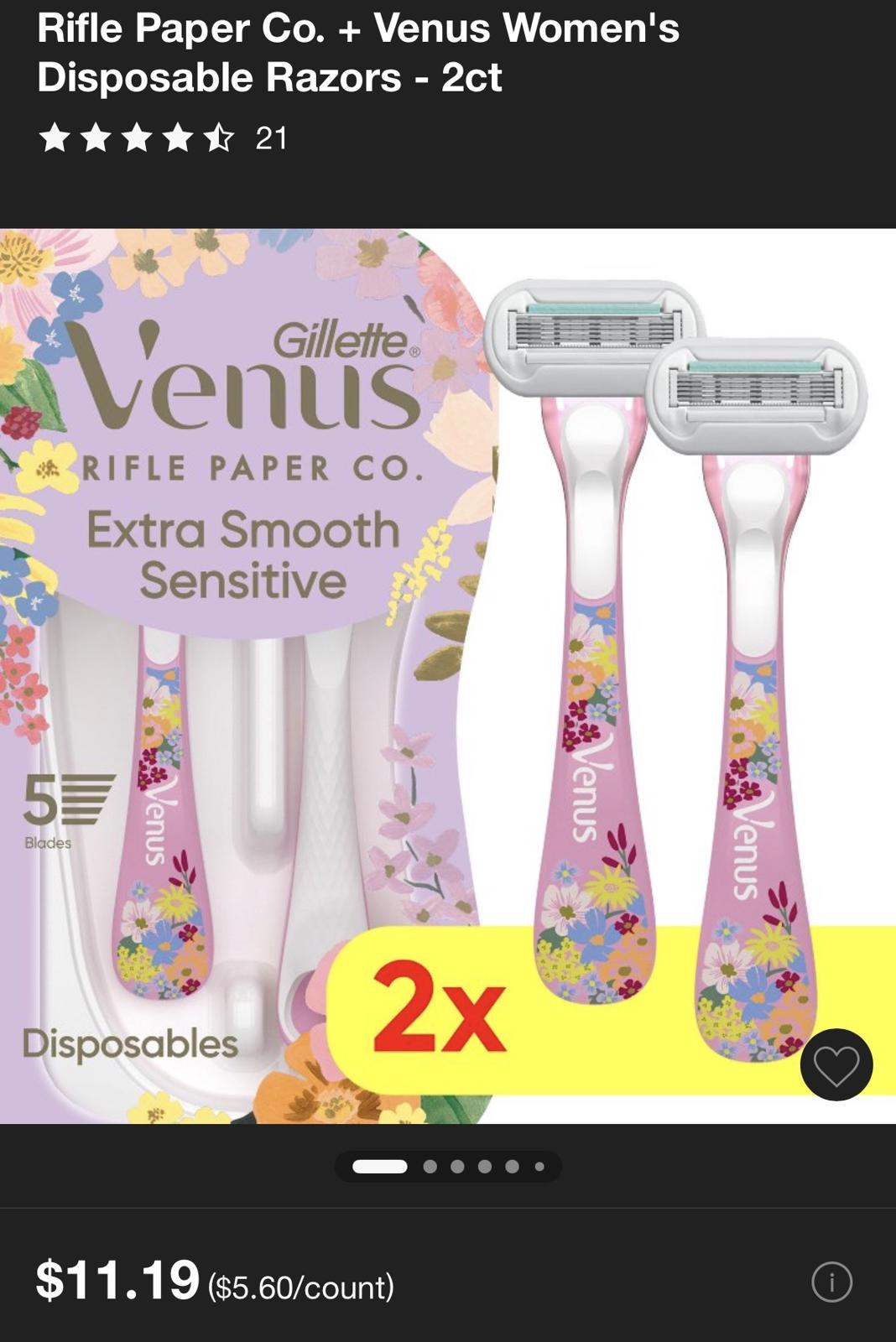 Rifle Paper Co. + Venus Women's Disposable Razors - 2 Count