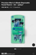 Precision Men's 5-Blade Disposable Facial Razors - 3 Count