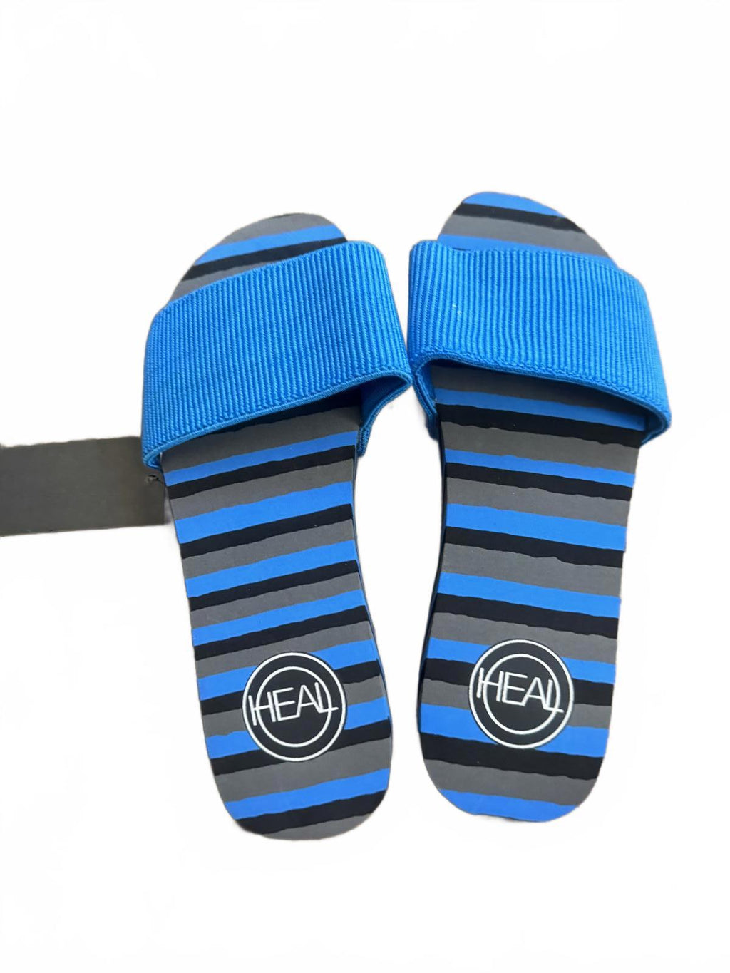 Heal Blue and Black Striped Slide Sandals size 9