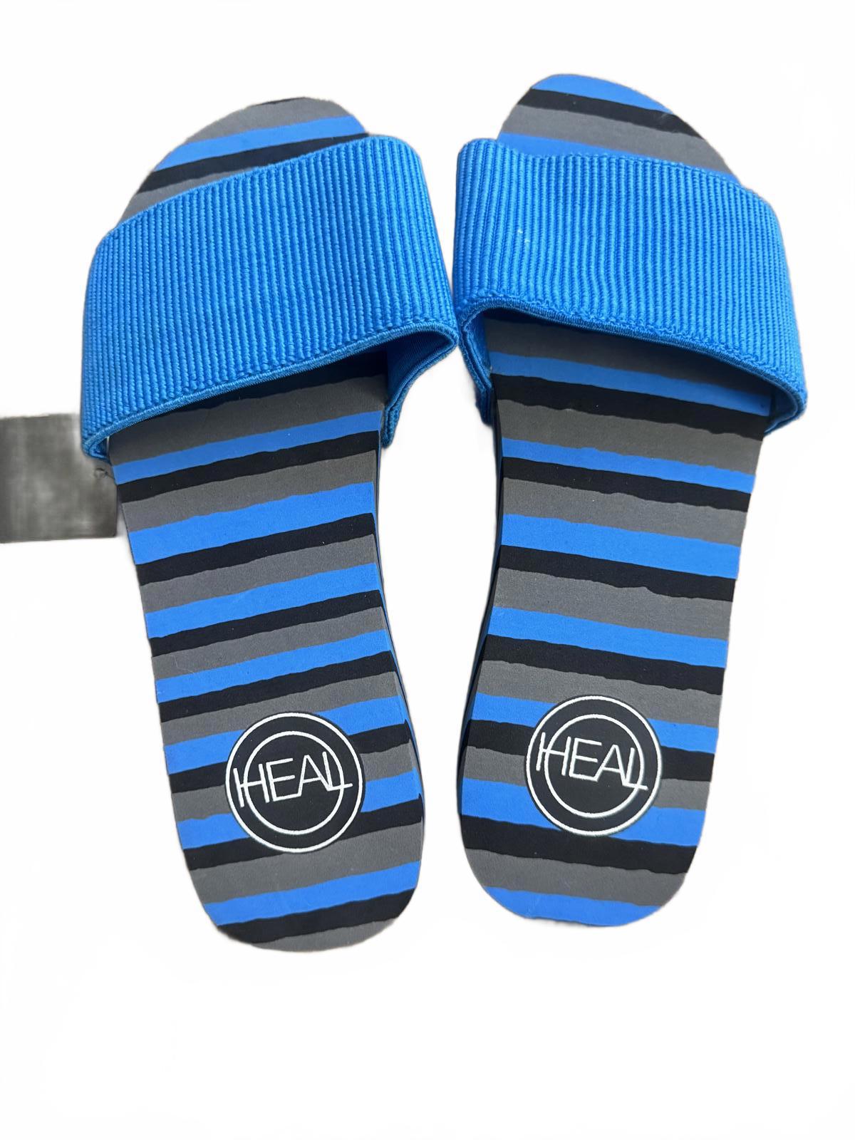 Heal Blue and Black Striped Slide Sandals size 9