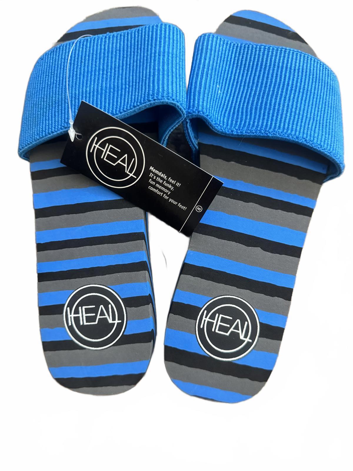 Heal Blue and Black Striped Slide Sandals size 9