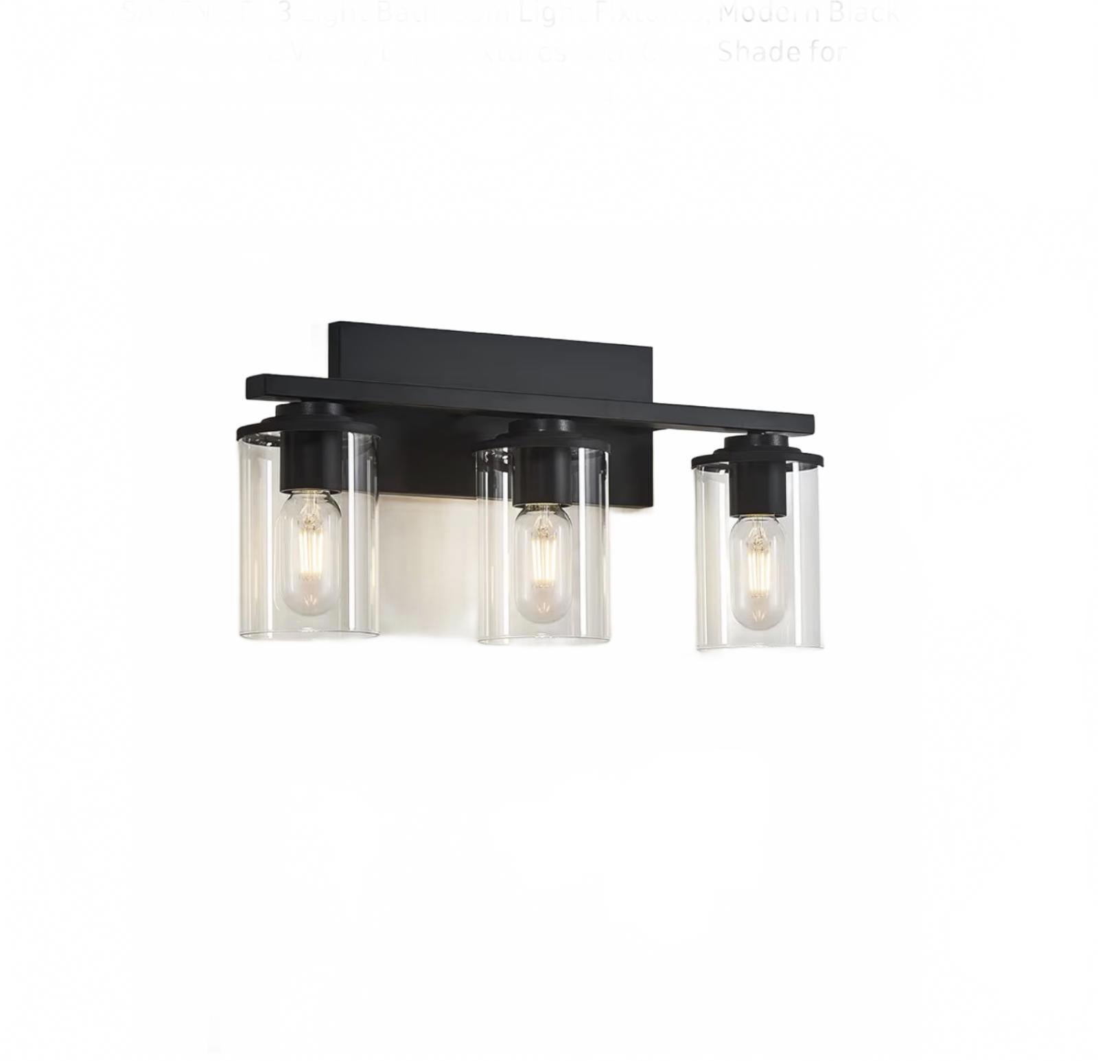SADENICEL 3 Light Bathroom Wall Sconce Vanity Light Fixture with Clear Glass