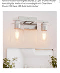 Honesorn 2-Light Brushed Nickel Bathroom Vanity Light with Clear Glass Shades