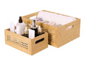 Rattan Storage Basket Set - 2 Pack Handmade Natural Bamboo Woven Storage Boxes