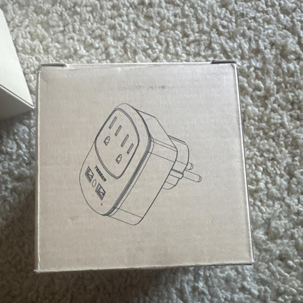 TESSAN International Travel Power Adapter Type E/F with 2AC /2 USB US to Europe