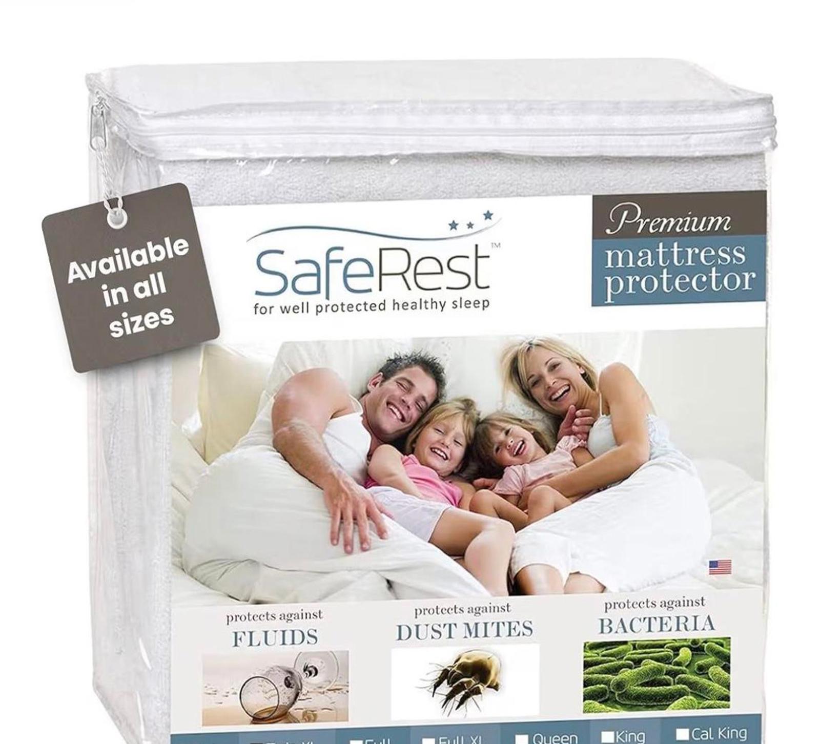 SafeRest Waterproof Twin XL Size Mattress Protector with Stretchable Pockets -