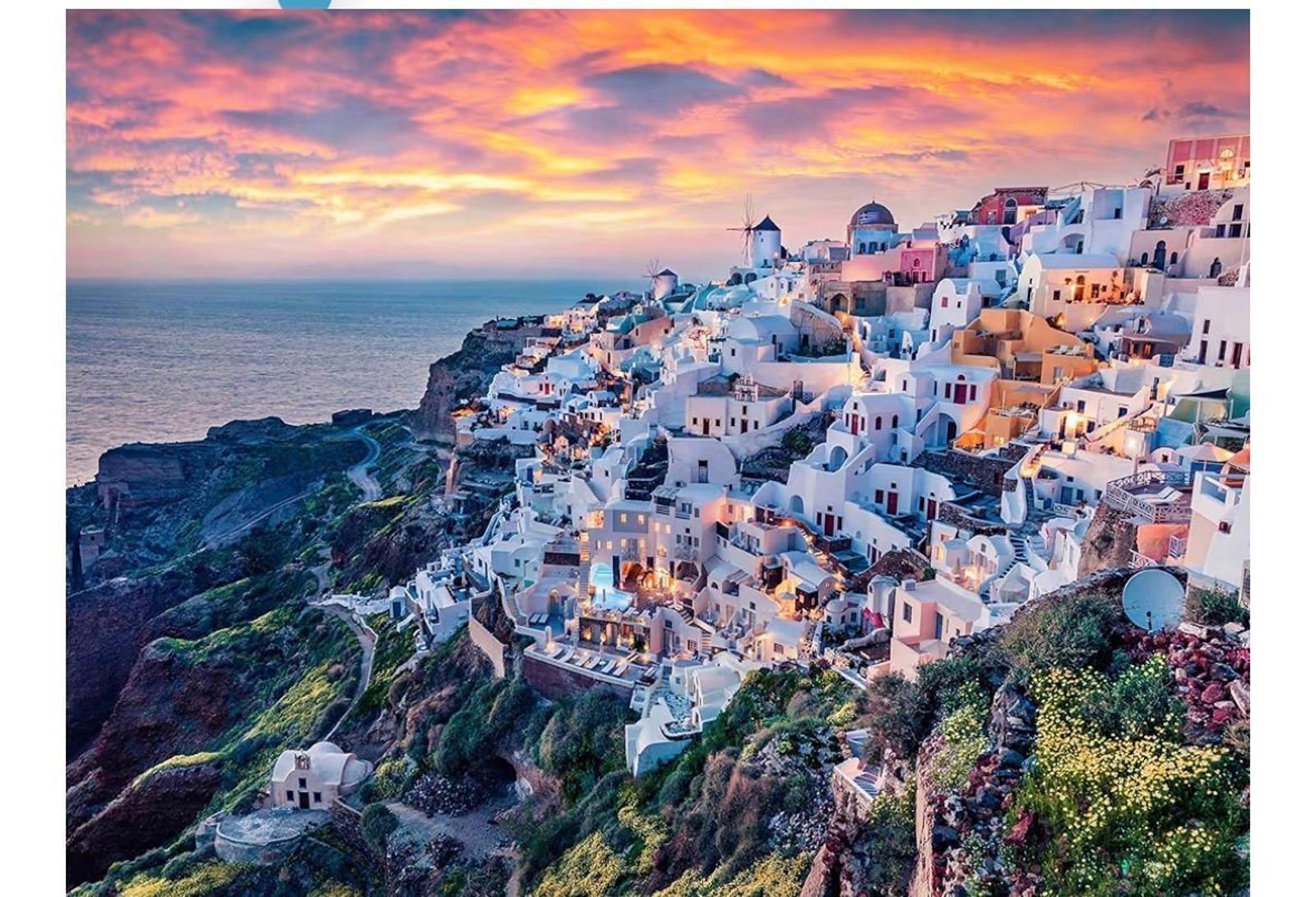 Lyf Jigsaw Puzzle 1000 Piece - Mediterranean Marvel Series 02 Santorini Greece Premium Quality Puzzles for Adults 1000 Piece Finished Size is 28.9 inc