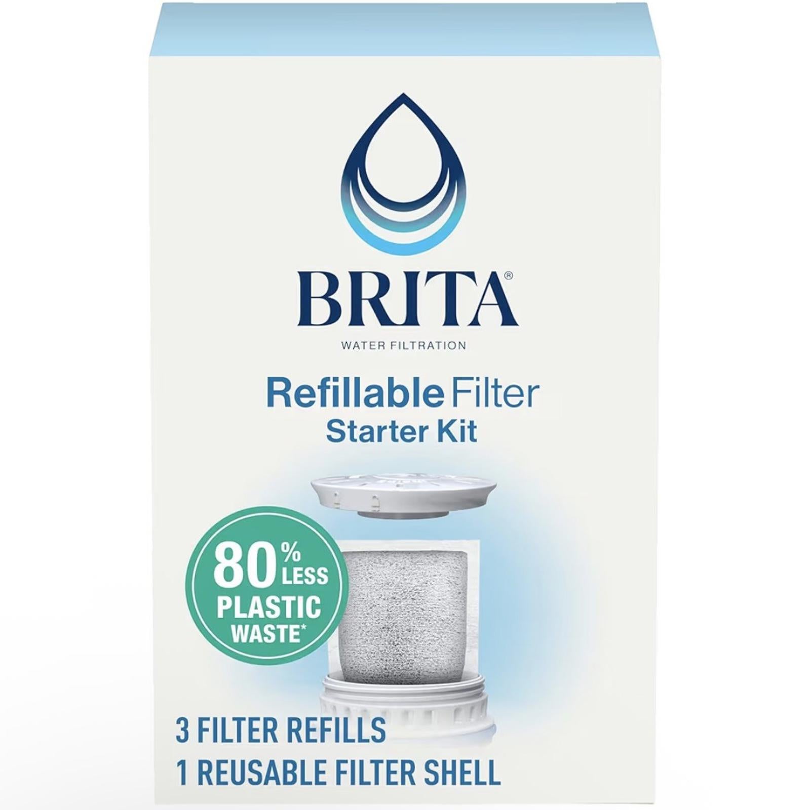 Brita Refillable Filter Starter Kit w/ Reusable Filter Shell & 3 Filter Refills