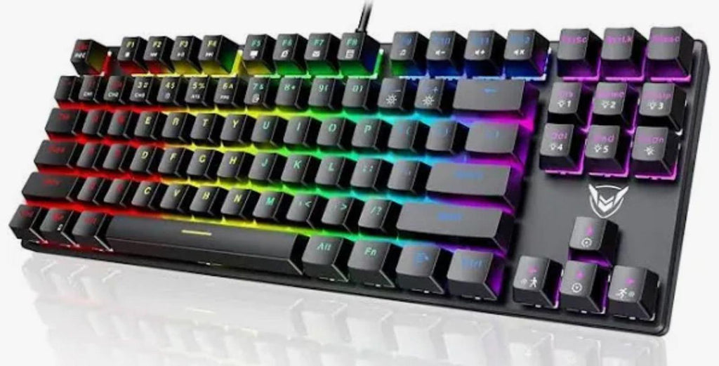 Tecisoft Mechanical Gaming Keyboard, Compact 87 Key Rgb Wired Computer Keyboard With Blue Equivalent