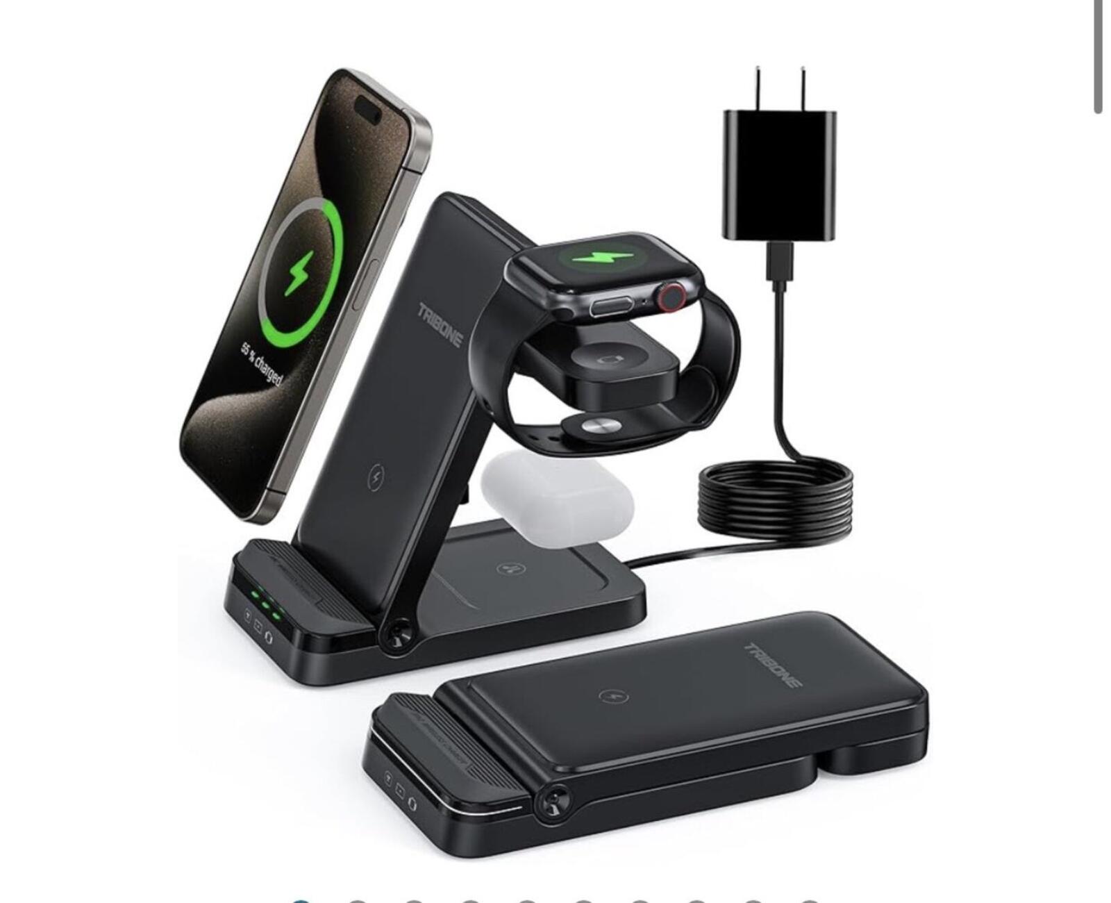 Tribone 3 in 1 Foldable Fast Wireless Charger for iPhone 17 16 15 14