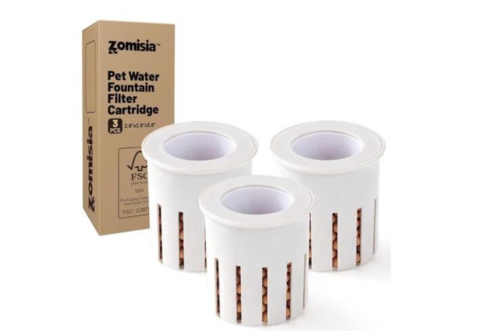 ZOMSIA Dog Water Bowl Dispenser Filters 3 Pack, Manfan Stone Filter Replacement