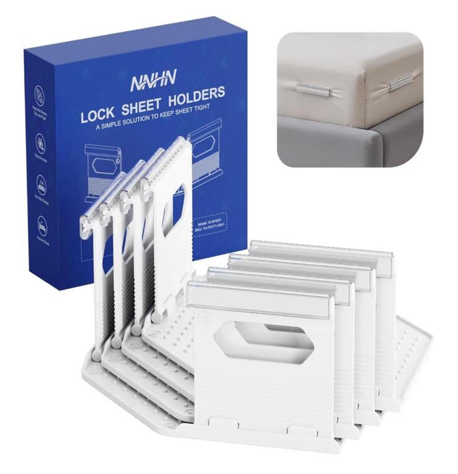 Lock Sheet Holders Keep Sheets Firm & Tight - Heavy Duty Bed Sheet Holder Straps