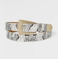 Elongated Buckle with Harness Belt - Gold/Cream/Black M