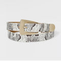 Elongated Buckle with Harness Belt - Gold/Cream/Black XL