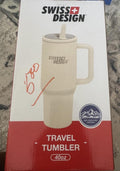 Swiss Design 40oz Travel Tumbler with Straw - Beige